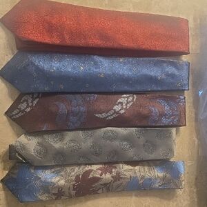 Oscar de la Renta Red, Blue, and Silver Tie Collection